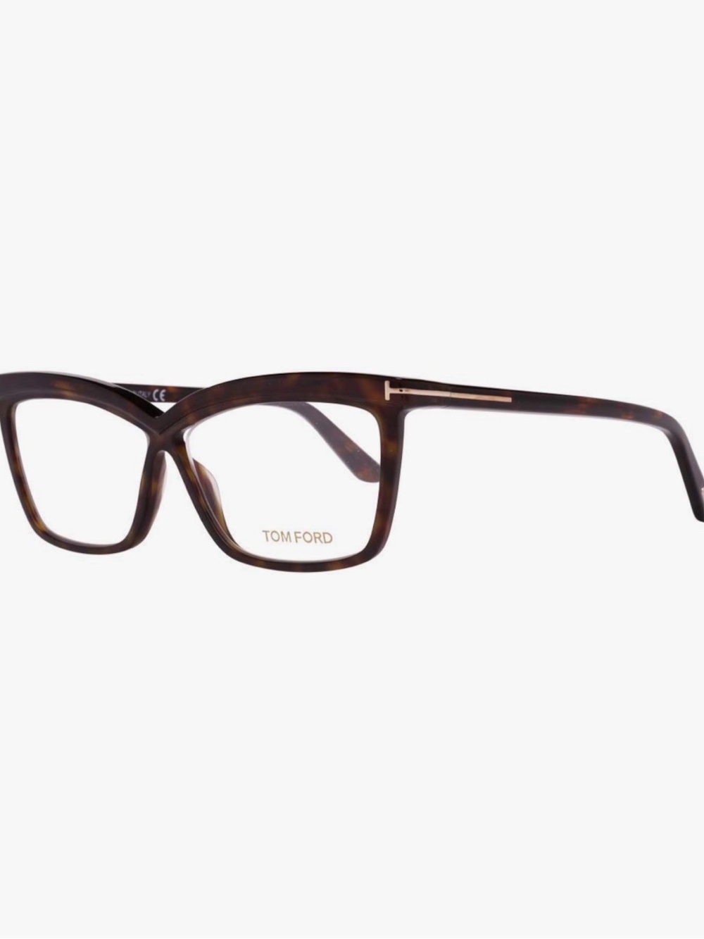 Tom Ford Brown Tortoiseshell Butterfly Eyeglasses with Gold Accents